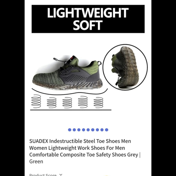 NEW SUADEX Indestructible Steel Toe Shoes Men sz 7 Lightweight Work Shoes - Picture 4 of 8